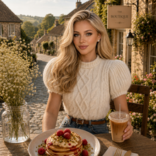 Load image into Gallery viewer, The Cotswold Cable-Knit Puff-Sleeve Top - Dollhouse-Collection