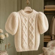 Load image into Gallery viewer, The Cotswold Cable-Knit Puff-Sleeve Top - Dollhouse-Collection