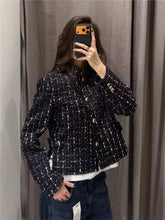 Load image into Gallery viewer, Women's Textured Blazer with Metallic Thread New Spring High Neck Zipper Shoulder Pads Women Blazer Female Chic Coats - Dollhouse-Collection
