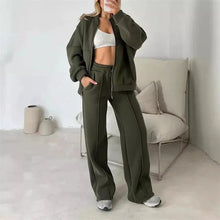 Load image into Gallery viewer, 2025 Sweatshirt Two-piece Suit Women's Casual Sports Sets Autumn Winter Zip-up Short Coat Straight Trousers 2-piece Sets S-5XL - Dollhouse-Collection