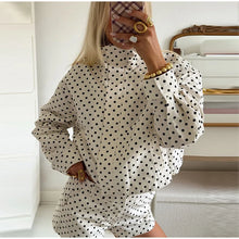 Load image into Gallery viewer, Polka Dot Print Shorts Coats Suits Women Loose High Neck Long Sleeves Zipper Drawstring Sets Female 2025 Autumn New Chic Set - Dollhouse-Collection