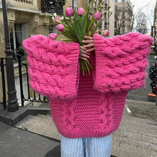 Load image into Gallery viewer, Fashion Knitted Women Sweater Loose High Neck Long Sleeve Sweater Female 2026 Autumn Winter Oversized Lady Pullovers Outwear - Dollhouse-Collection