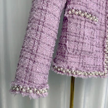 Load image into Gallery viewer, 2025 new fashion round neck noble heavy industry beading celebrity light luxury temperament high-end design tweed jacket - Dollhouse-Collection