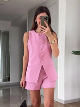 Load image into Gallery viewer, LGRQ Fashion Two-piece Set Round-neck Sleeveless Vest Top High-waisted Straight-cut Shorts Women's Clothing 2026 Summer 19DB1123 - Dollhouse-Collection