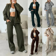Load image into Gallery viewer, 2025 Sweatshirt Two-piece Suit Women's Casual Sports Sets Autumn Winter Zip-up Short Coat Straight Trousers 2-piece Sets S-5XL - Dollhouse-Collection