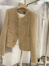 Load image into Gallery viewer, 2024 Spring Autumn New High-end Elegant Feel Cropped Jacket For Women Crew Neck Socialite Styletweed Style - Dollhouse-Collection