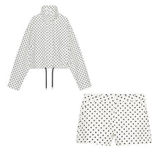 Load image into Gallery viewer, Polka Dot Print Shorts Coats Suits Women Loose High Neck Long Sleeves Zipper Drawstring Sets Female 2025 Autumn New Chic Set - Dollhouse-Collection