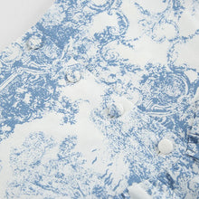 Load image into Gallery viewer, Fashionable Casual Printed Skirt Sweet Suit Office Commuter Women Stand-up Collar Shirt And A-line Dress Printed Blue Skirt Suit - Dollhouse-Collection