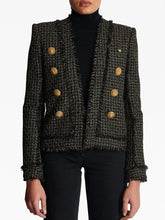 Load image into Gallery viewer, HIGH STREET Newest 2026 Stylish Designer Jacket Women's Lion Buttons Plaid Fringed Tweed Jacket - Dollhouse-Collection