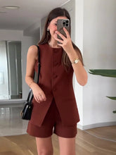 Load image into Gallery viewer, LGRQ Fashion Two-piece Set Round-neck Sleeveless Vest Top High-waisted Straight-cut Shorts Women's Clothing 2026 Summer 19DB1123 - Dollhouse-Collection