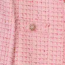 Load image into Gallery viewer, Exquisite elegant fashionable small fragrance style socialite's coarse tweed pink round neck anti-aging jacket - Dollhouse-Collection