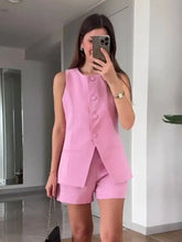 Load image into Gallery viewer, LGRQ Fashion Two-piece Set Round-neck Sleeveless Vest Top High-waisted Straight-cut Shorts Women's Clothing 2026 Summer 19DB1123 - Dollhouse-Collection