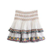 Load image into Gallery viewer, European And American Style Autumn New Women Clothing V-neck Loose Retro Heavy Embroidery Bat Shirt Top Skirt Street Style Suit - Dollhouse-Collection