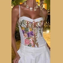 Load image into Gallery viewer, Women's Floral Print Three Piece Set Blazer Corset Top Wide Leg Pant 2026 Spring Lady Casual Daily Vacation Party Fashion Outfit - Dollhouse-Collection