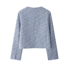 Load image into Gallery viewer, \Women's Tweed Jacket Coat Long Sleeve with Pockets Front Metal Button Chic Outerwear Female Tops - Dollhouse-Collection