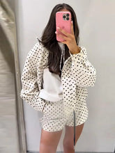 Load image into Gallery viewer, Polka Dot Print Shorts Coats Suits Women Loose High Neck Long Sleeves Zipper Drawstring Sets Female 2025 Autumn New Chic Set - Dollhouse-Collection