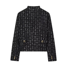 Load image into Gallery viewer, Women's Textured Blazer with Metallic Thread New Spring High Neck Zipper Shoulder Pads Women Blazer Female Chic Coats - Dollhouse-Collection