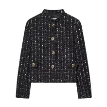 Load image into Gallery viewer, Women's Textured Blazer with Metallic Thread New Spring High Neck Zipper Shoulder Pads Women Blazer Female Chic Coats - Dollhouse-Collection