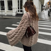 Load image into Gallery viewer, Fashion Knitted Women Sweater Loose High Neck Long Sleeve Sweater Female 2026 Autumn Winter Oversized Lady Pullovers Outwear - Dollhouse-Collection