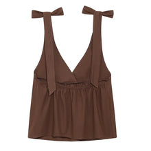 Load image into Gallery viewer, HXAO Butterfly Knot Slip Top Women Summer Corset Crop Tops Woman Sleeveless Beach White Brown Top Backless Sexy Camisole Top - Dollhouse-Collection