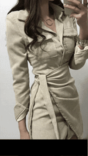 Load image into Gallery viewer, Camelia Corduroy Shirt Dress Beige -  Dollhouse-Collection