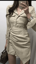 Load image into Gallery viewer, Camelia Corduroy Shirt Dress Beige -  Dollhouse-Collection