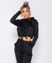 Load image into Gallery viewer, Drawstring Detail Cropped Hoodie & Jogging Trousers Set - Dollhouse-Collection