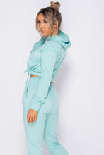 Load image into Gallery viewer, Drawstring Detail Cropped Hoodie & Jogging Trousers Set Mint - Dollhouse-Collection
