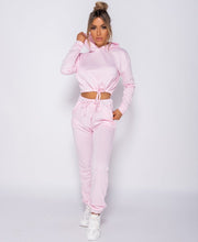 Load image into Gallery viewer, Drawstring Detail Cropped Hoodie & Jogging Trousers Set Pink - Dollhouse-Collection
