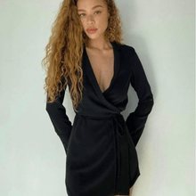 Load image into Gallery viewer, Esme wrap dress in black Dollhouse-Collection