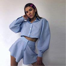 Load image into Gallery viewer, Freya Plaid coord in blue Dollhouse-Collection