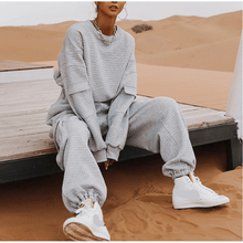 Load image into Gallery viewer, Jade waffle jogger set in grey Dollhouse-Collection