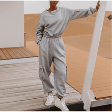 Load image into Gallery viewer, Jade waffle jogger set in grey Dollhouse-Collection