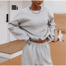 Load image into Gallery viewer, Jade waffle jogger set in grey Dollhouse-Collection
