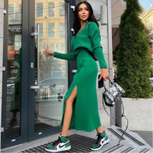 Load image into Gallery viewer, Jessica Cinched in waist dress with split in green Dollhouse-Collection