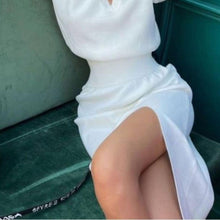 Load image into Gallery viewer, Jessica Cinched in waist dress with split in white Dollhouse-Collection
