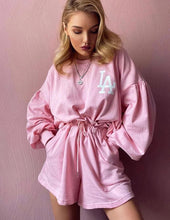 Load image into Gallery viewer, La La Sweatshirt and Short set in Pink Dollhouse-Collection