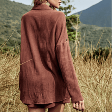 Load image into Gallery viewer, Olivia Blouse and short Coord in Coffee Dollhouse-Collection