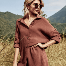 Load image into Gallery viewer, Olivia Blouse and short Coord in Coffee Dollhouse-Collection