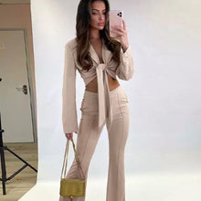 Load image into Gallery viewer, Poppy FlaredPoppy Flared trouser set coord in nude Dollhouse-Collection