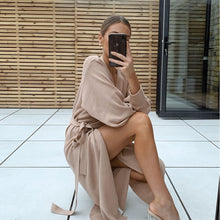 Load image into Gallery viewer, Victoria wrap dress in camel Dollhouse-Collection