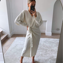 Load image into Gallery viewer, Victoria wrap dress in off white Dollhouse-Collection