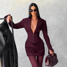 Load image into Gallery viewer, Avrilyaan Casual Pleated Sexy Dress Women 2025 Elegant Party Dress Blazer Long Sleeves Bodycon Mini Autumn Winter Dress Vestidos -  Dollhouse-Collection

