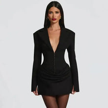 Load image into Gallery viewer, Avrilyaan Casual Pleated Sexy Dress Women 2025 Elegant Party Dress Blazer Long Sleeves Bodycon Mini Autumn Winter Dress Vestidos -  Dollhouse-Collection
