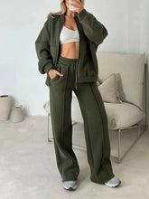 Load image into Gallery viewer, 2025 Sweatshirt Two-piece Suit Women's Casual Sports Sets Autumn Winter Zip-up Short Coat Straight Trousers 2-piece Sets S-5XL -  Dollhouse-Collection
