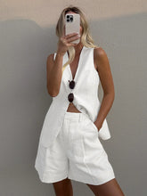 Load image into Gallery viewer, Bronladies Cotton And linen Chic Casual Vest Shorts Set Women's Summer New Fashion Commuter Sleeveless Tank Top Shorts Suits -  Dollhouse-Collection
