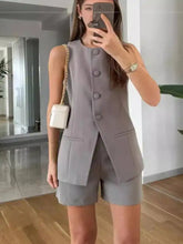 Load image into Gallery viewer, LGRQ Fashion Two-piece Set Round-neck Sleeveless Vest Top High-waisted Straight-cut Shorts Women's Clothing 2026 Summer 19DB1123 -  Dollhouse-Collection
