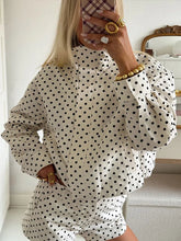Load image into Gallery viewer, Polka Dot Print Shorts Coats Suits Women Loose High Neck Long Sleeves Zipper Drawstring Sets Female 2025 Autumn New Chic Set -  Dollhouse-Collection
