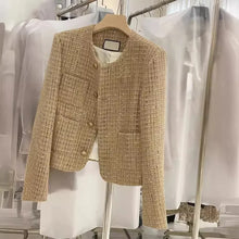 Load image into Gallery viewer, 2024 Spring Autumn New High-end Elegant Feel Cropped Jacket For Women Crew Neck Socialite Styletweed Style -  Dollhouse-Collection
