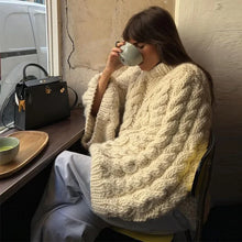 Load image into Gallery viewer, Fashion Knitted Women Sweater Loose High Neck Long Sleeve Sweater Female 2026 Autumn Winter Oversized Lady Pullovers Outwear -  Dollhouse-Collection
